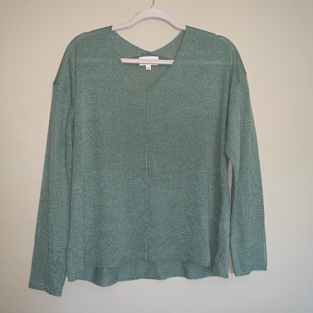 green sweater